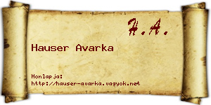 Hauser Avarka névjegykártya